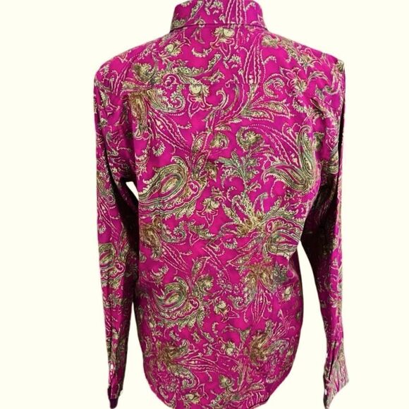 CHAPS No Iron paisley button front shirt size M. - Picture 3 of 7